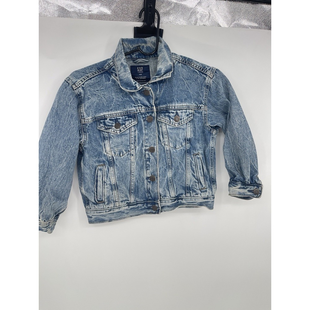 Vintage Gap Denim Jacket Boys Size 8 Blue Jean Trucker Rugged Y2K 90s Grunge
